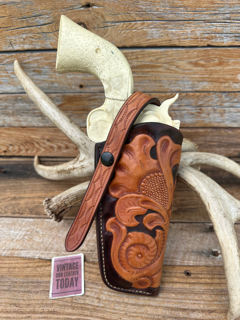 Richard Gittlein Floral Carved Leather Holster For Ruger  Blackhawk SA 4 3/4