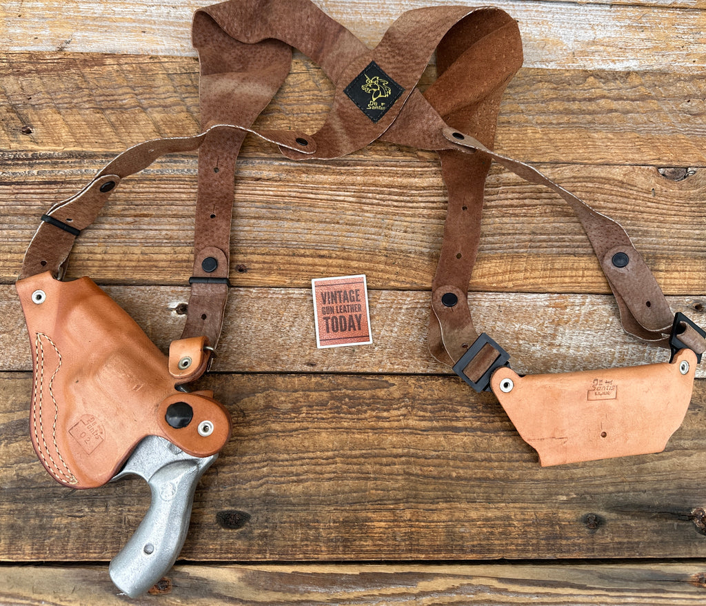 Vintage Desantis Brown Leather Shoulder Rig For 2" S&W 36 Chiefs Revolver