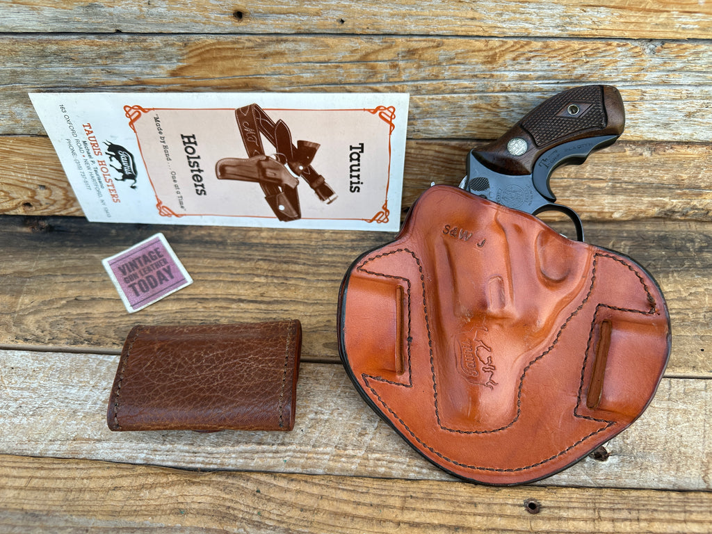 Custom Tauris Brown Shark High Ride Holster for S&W J 36 Chiefs w/ Dump Pouch