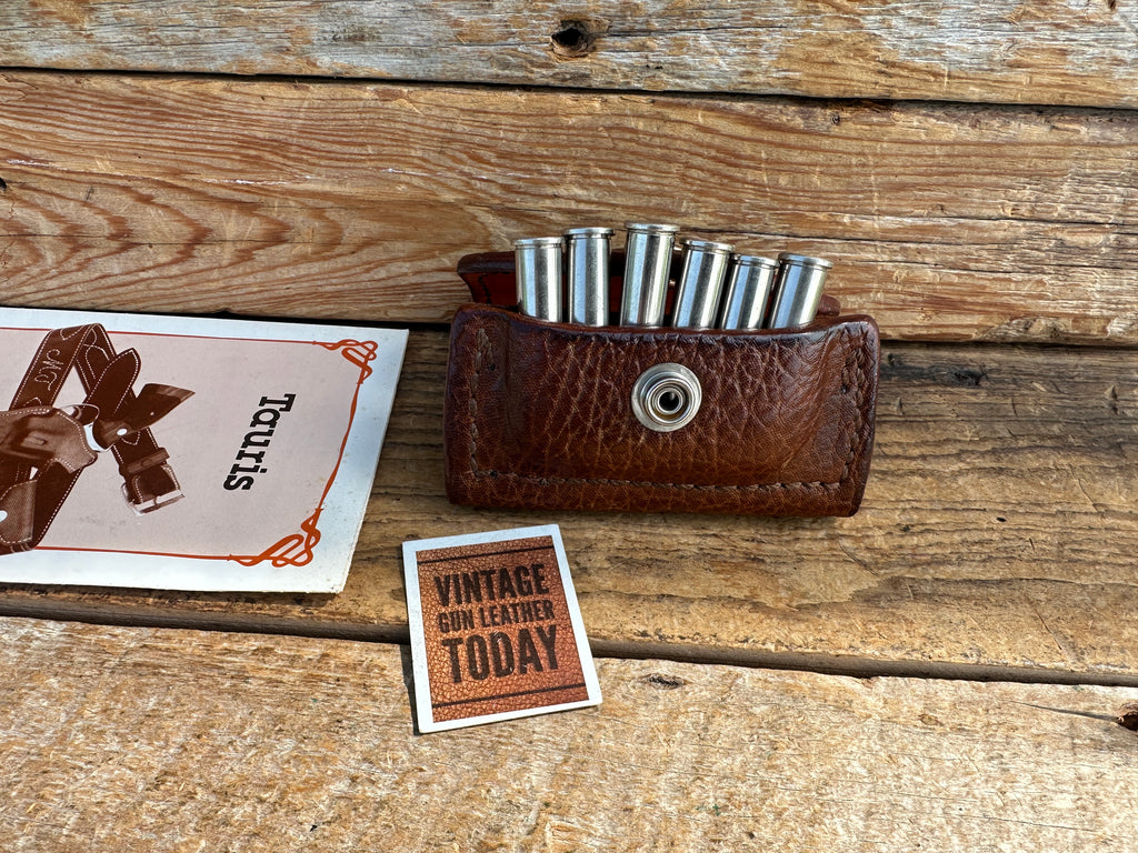Custom Tauris Brown Shark Leather 6 .38 / .357 Cartridge Ammo Dump Pouch