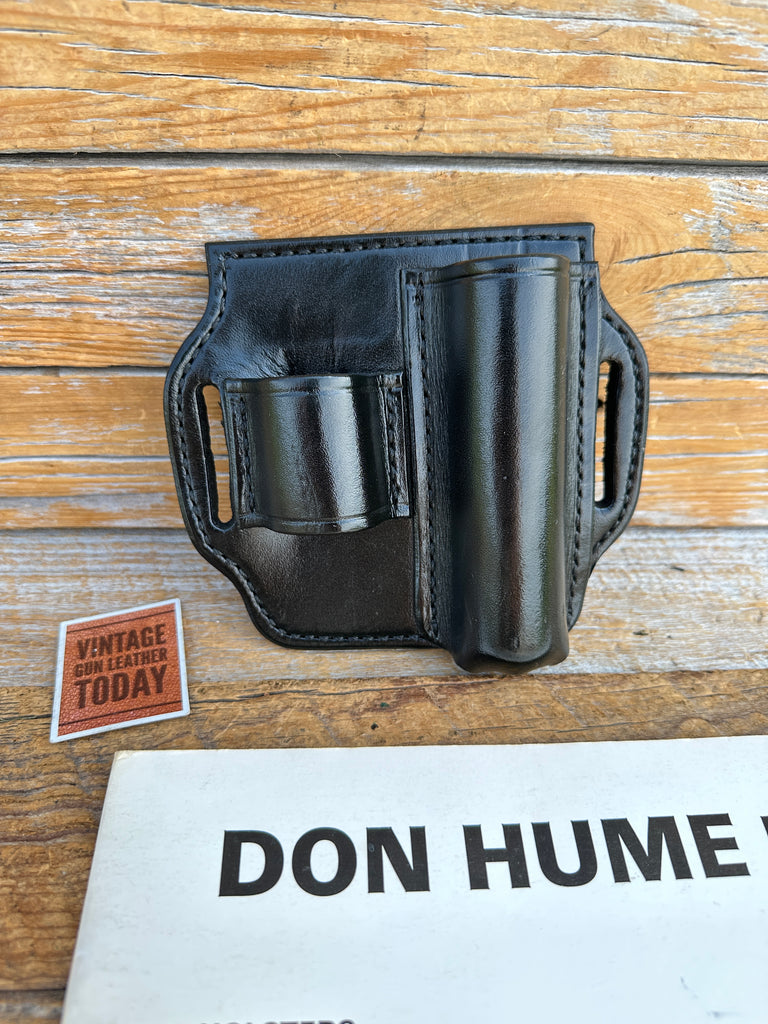 Don Hume D425 BLACK Leather 1" Diameter Flashlight and 26" ASP Baton  1.75" Slots