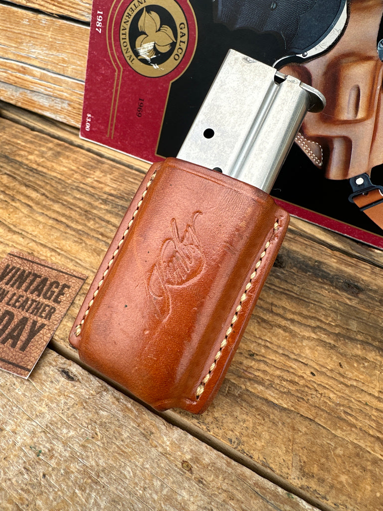 GALCO Brown Leather Single Magazine Carrier 1911 45 Stamped Kimber