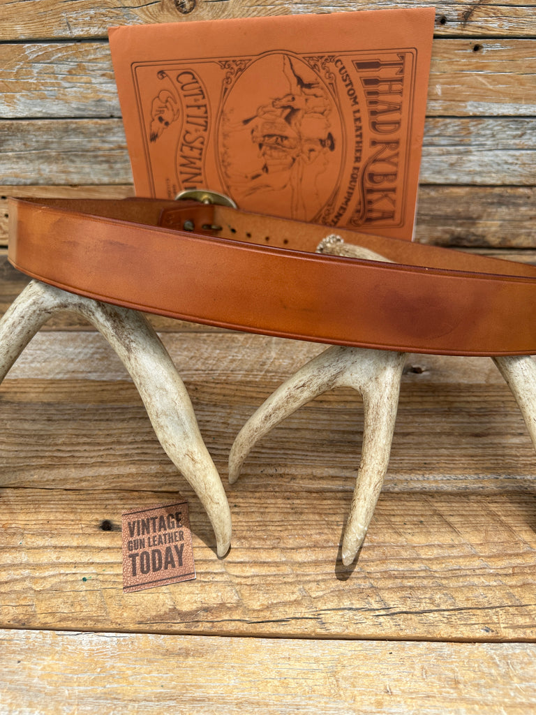 Vintage 1989 Thad Rybka Brown Leather 1 3/4" Gun Belt 39 1/4" to 42 3/4