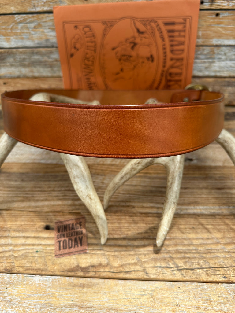 Vintage 1989 Thad Rybka Brown Leather 1 3/4" Gun Belt 39 1/4" to 42 3/4