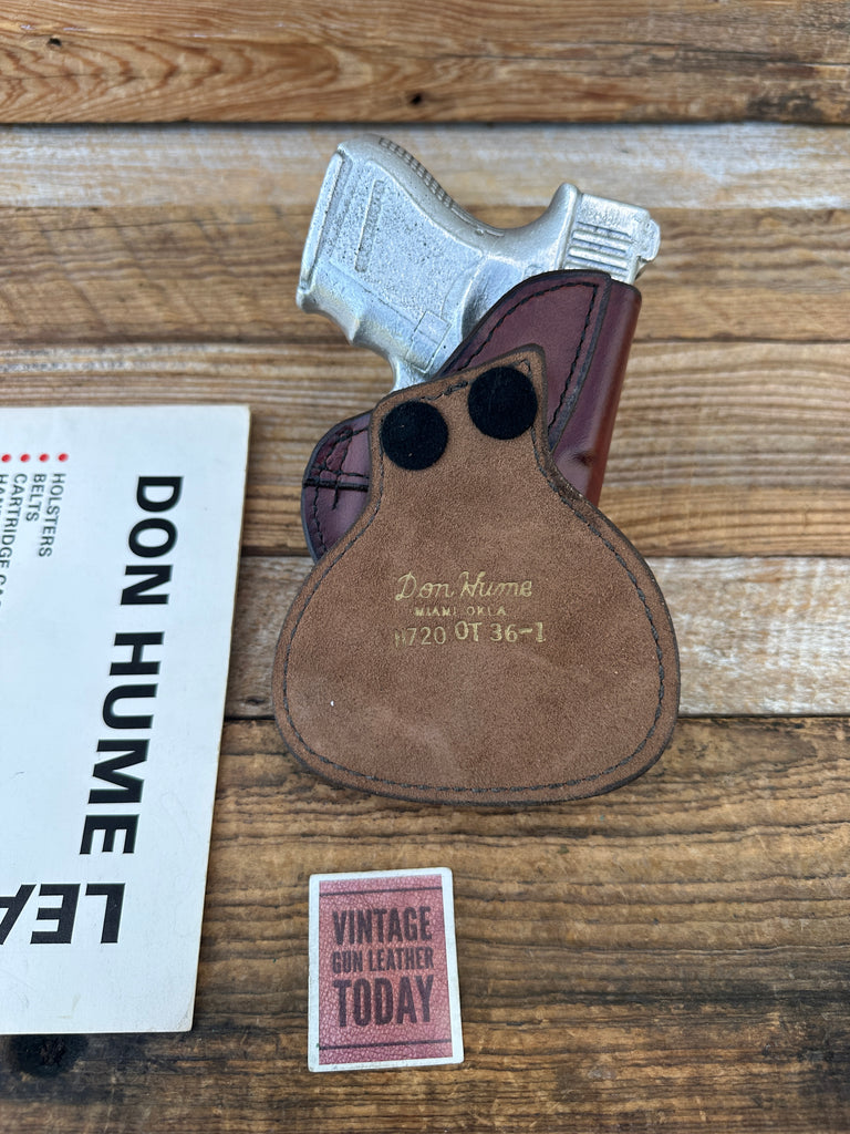 Vintage Don Hume Plain Brown Leather OT Paddle Holster for GLOCK 26 27 33
