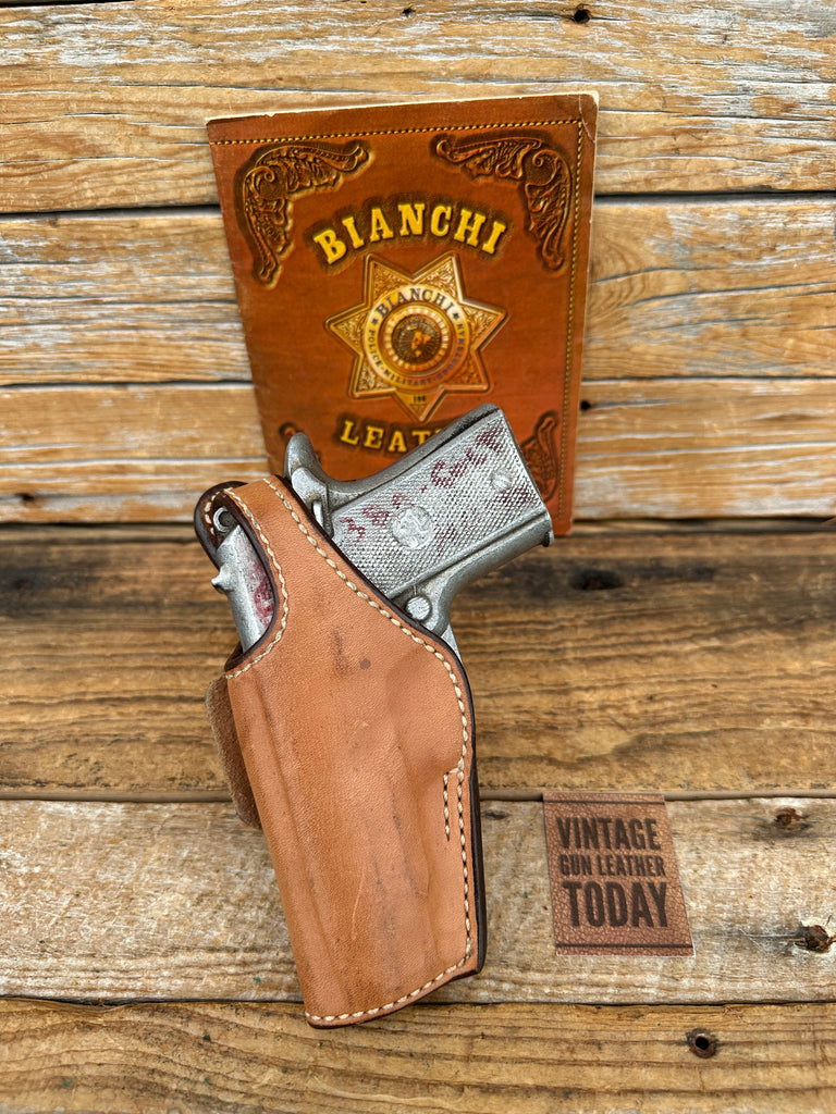 Vintage Bianchi 19L Brown Leather Lined OWB Holster for Colt .380 Auto Mustang