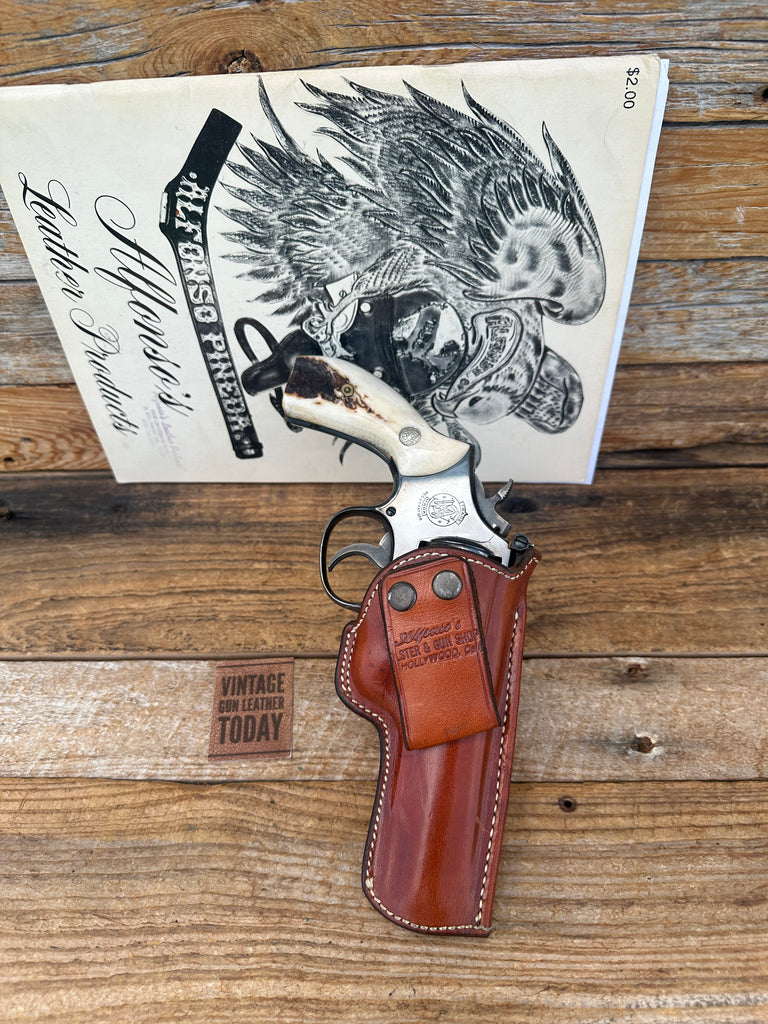 Alfonsos Brown Leather Holster for S&W Medium K 10 12 15 19 4" Revolver IWB OWB,