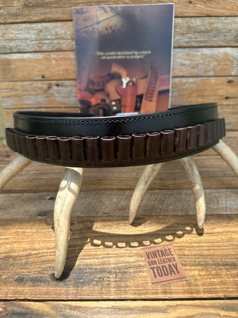 Vintage Bianchi Clearwater Black Leather Cartridge Gun Belt Sz 38 .45 Long Colt
