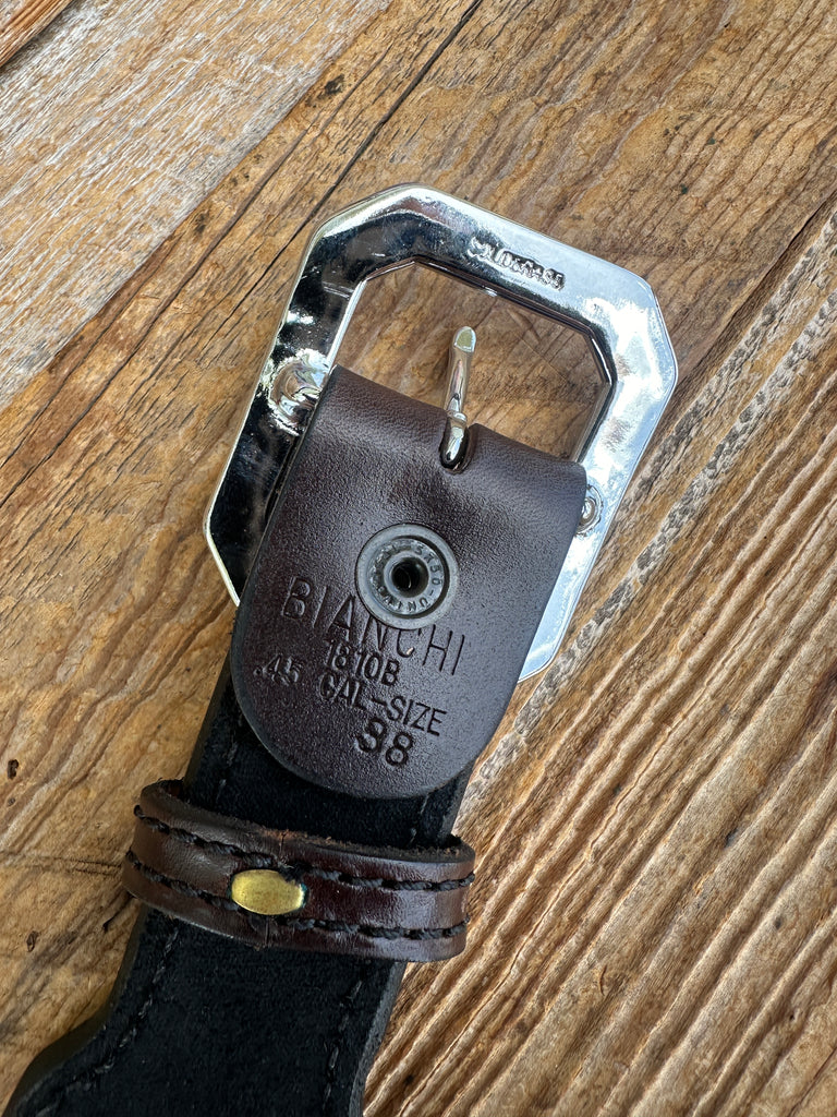 Vintage Bianchi Clearwater Brown Leather Cartridge Gun Belt Sz 38 .45 Long Colt