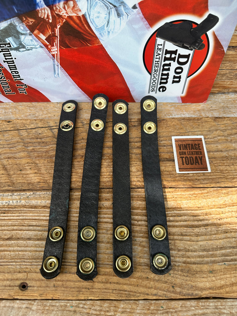Vintage Don Hume Black Basket Leather 3/4 Wide 4 Keeper Set Brass For Duty Belt
