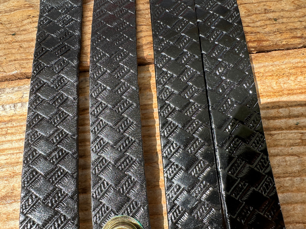 Vintage Don Hume Black Basket Leather 3/4 Wide 4 Keeper Set Brass For Duty Belt