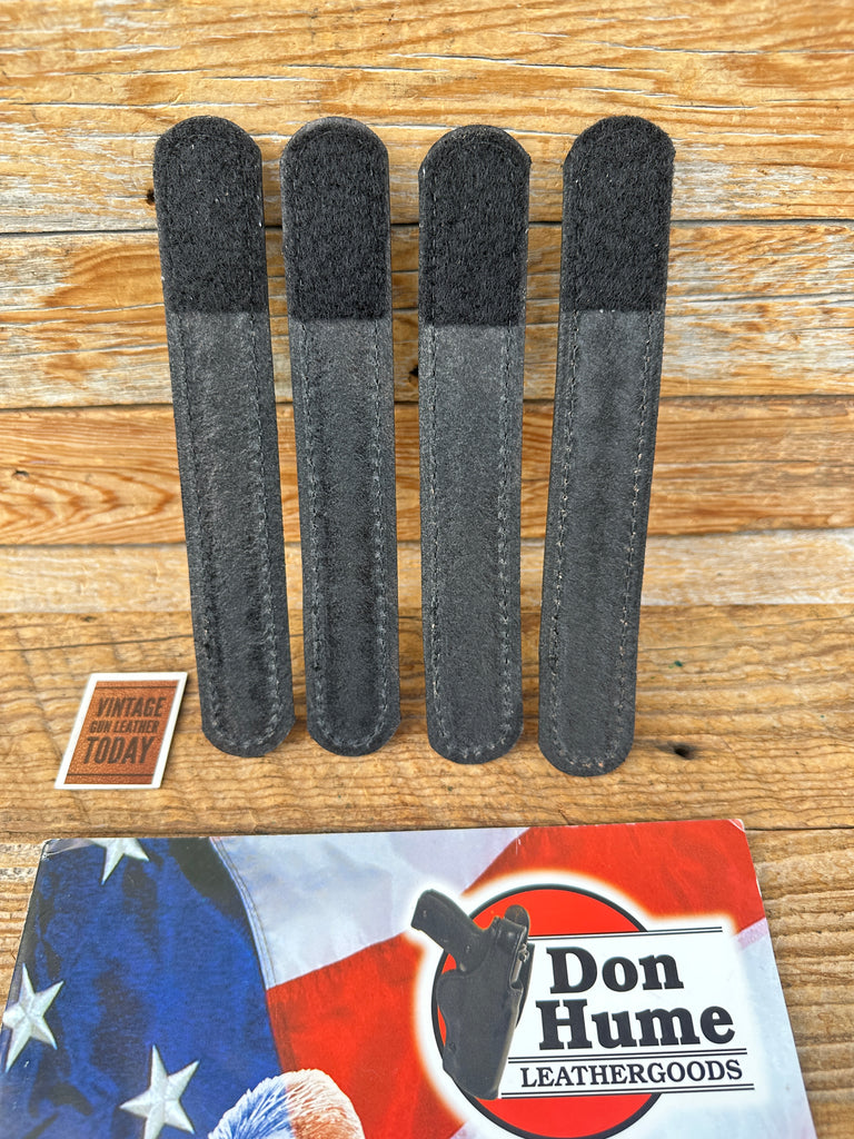 Don Hume 4 Black Basket Leather 1 .25" Wide Keepers Hook Loop For 2.25 Duty Belt