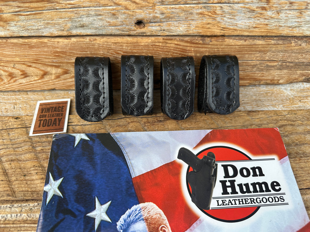 Don Hume 4 Black Basket Leather 1 .25" Wide Keepers Hook Loop For 2.25 Duty Belt