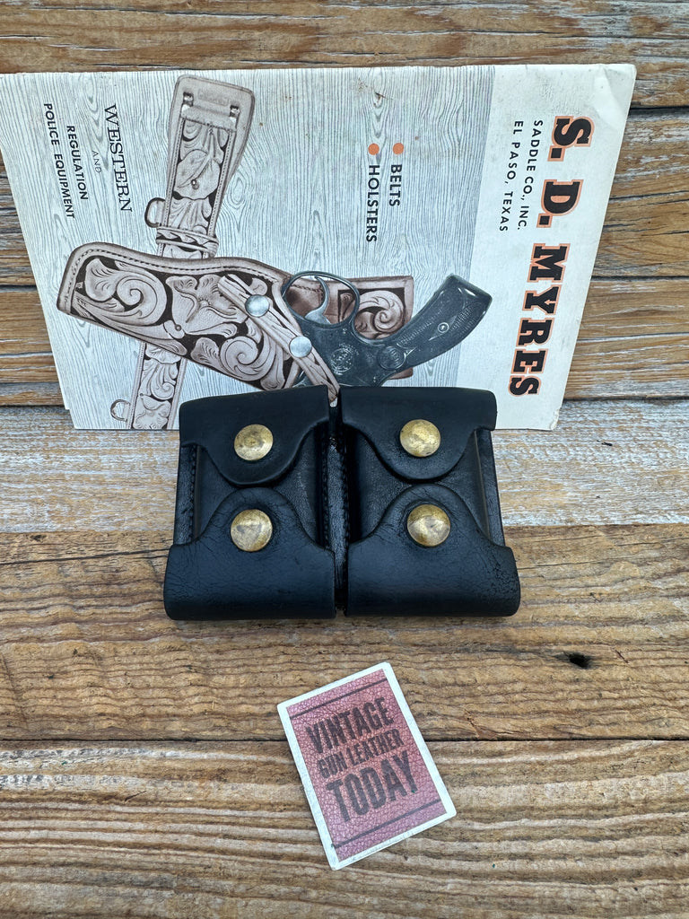 Vintage SD MYRES Texas Plain Black Double Cartridge Ammo .38 Dump Box
