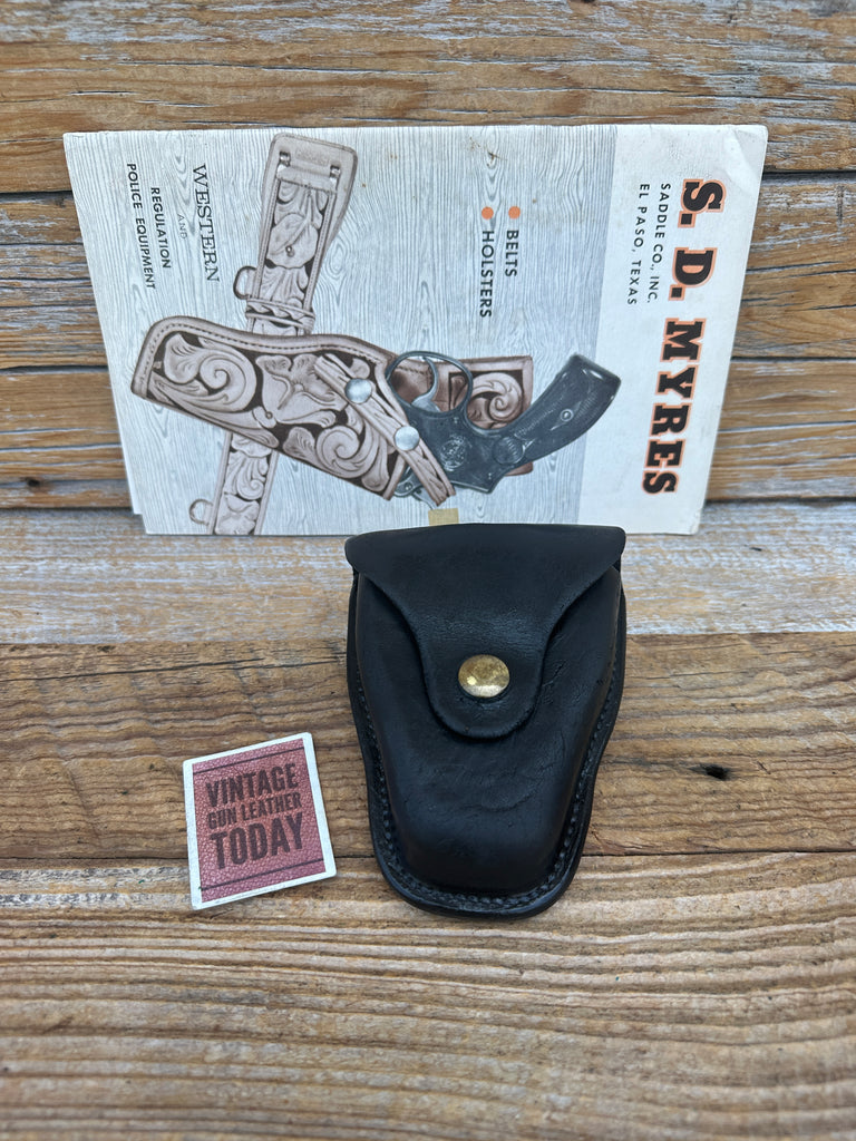 Vintage SD Myres Texas Plain Black Leather Duty Chain Handcuff Cuff Case