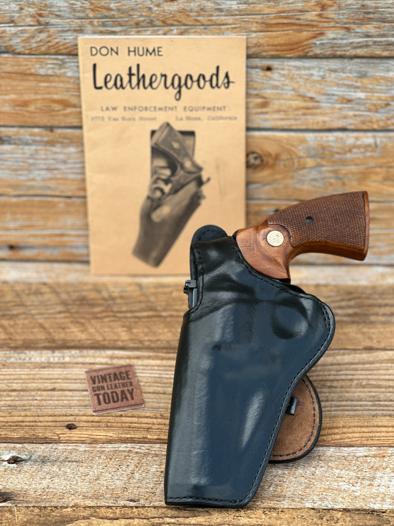Vintage Don Hume H720 7-4 Black Leather Paddle Holster Colt S&W Taurus Ruger 4"