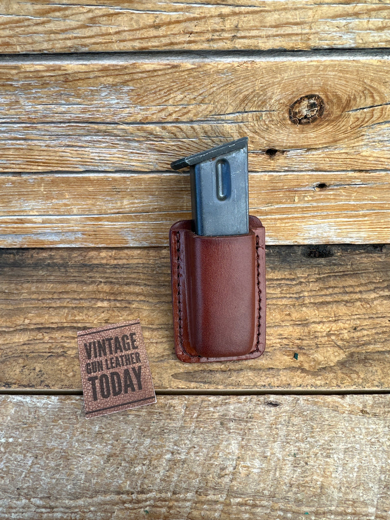 J&J Leather Brown Leather .380 Double Stack Magazine Holder w/ Clip