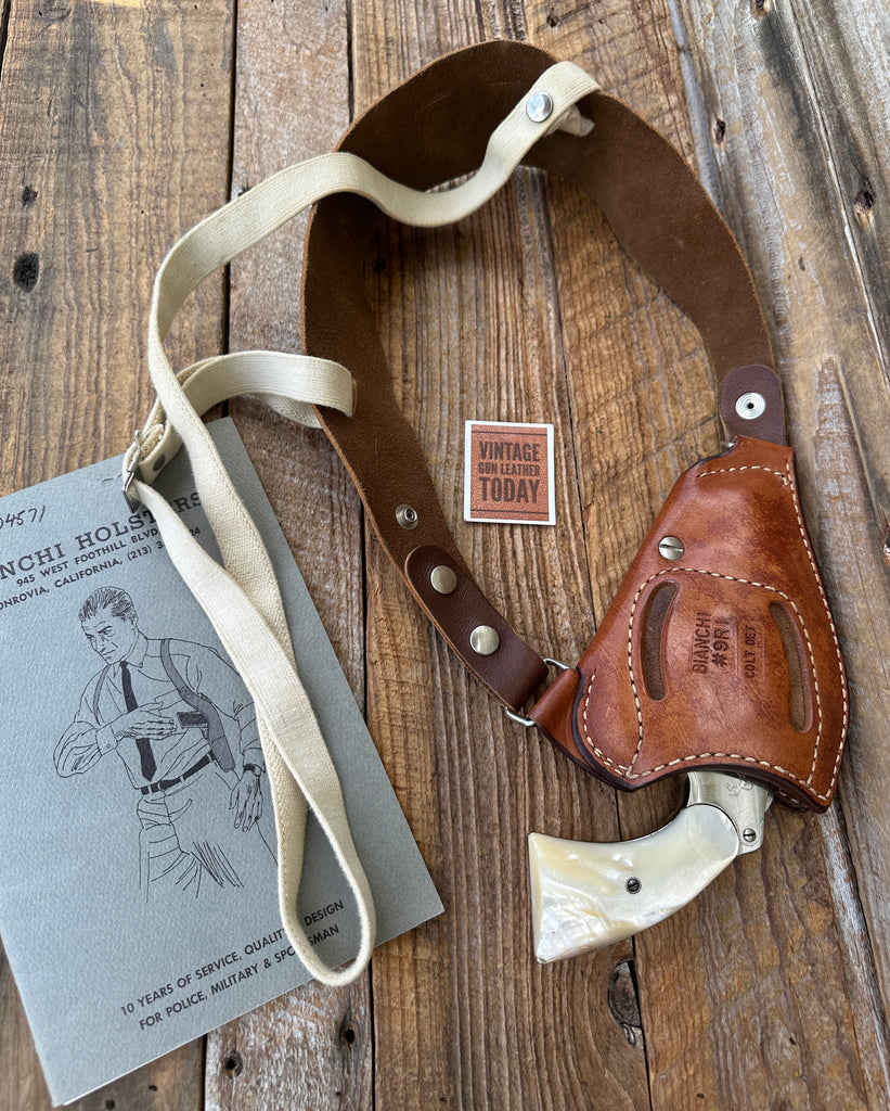 Bianchi 9R Brown Leather Upside Down Shoulder Holster For Colt Detecti