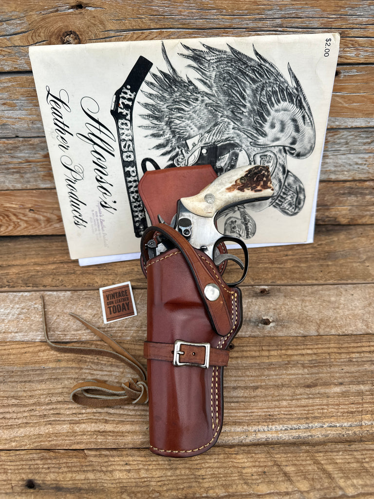 Alfonso's Brown Leather Suede Lined Western Holster for 4 K Frame Revolver Left