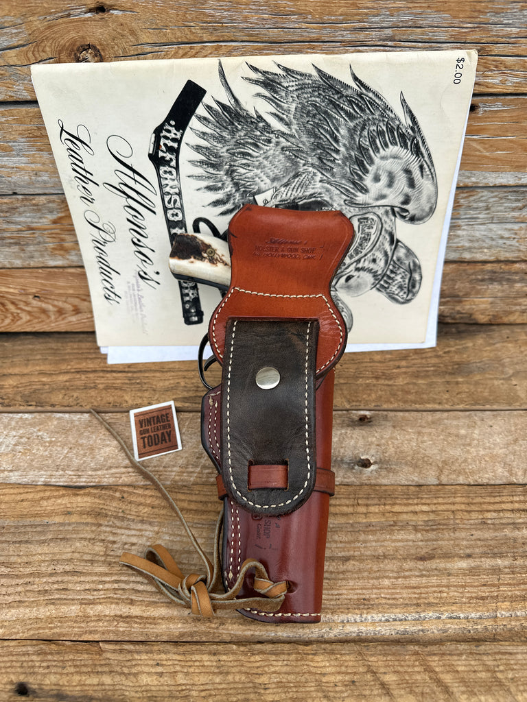 Alfonso's Brown Leather Suede Lined Western Holster for 4 K Frame Revolver Left