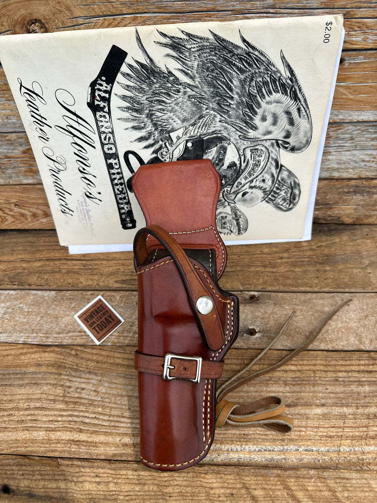 Alfonso's Brown Leather Suede Lined Western Holster for 4 K Frame Revolver Left
