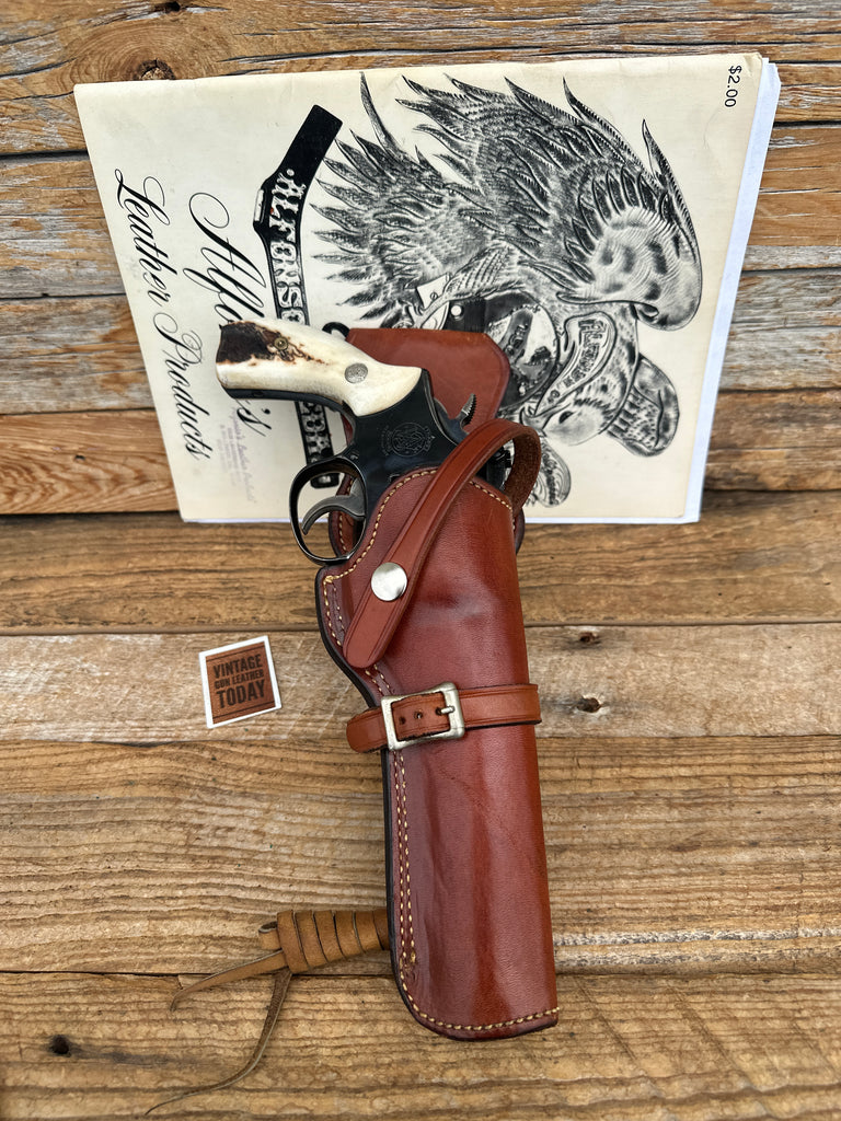 Alfonso's Brown Leather Suede Lined Western Holster for 6 K Frame Revolver Right