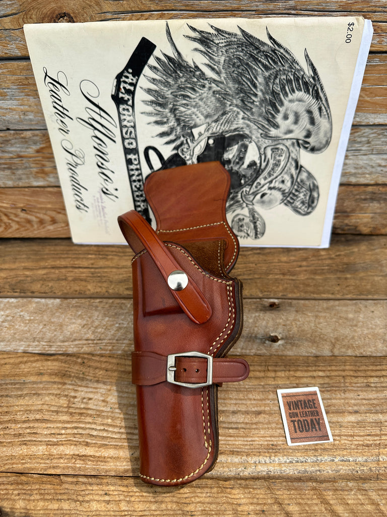 Alfonso's Brown Leather Suede Lined Western Holster for 4" K Frame Revolver Left