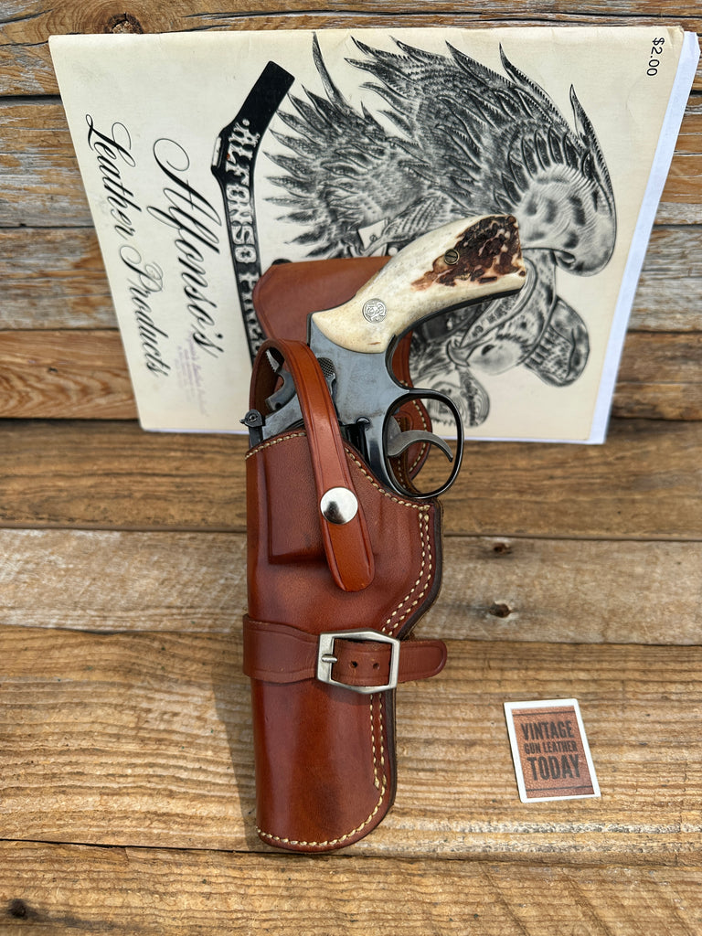 Alfonso's Brown Leather Suede Lined Western Holster for 4" K Frame Revolver Left