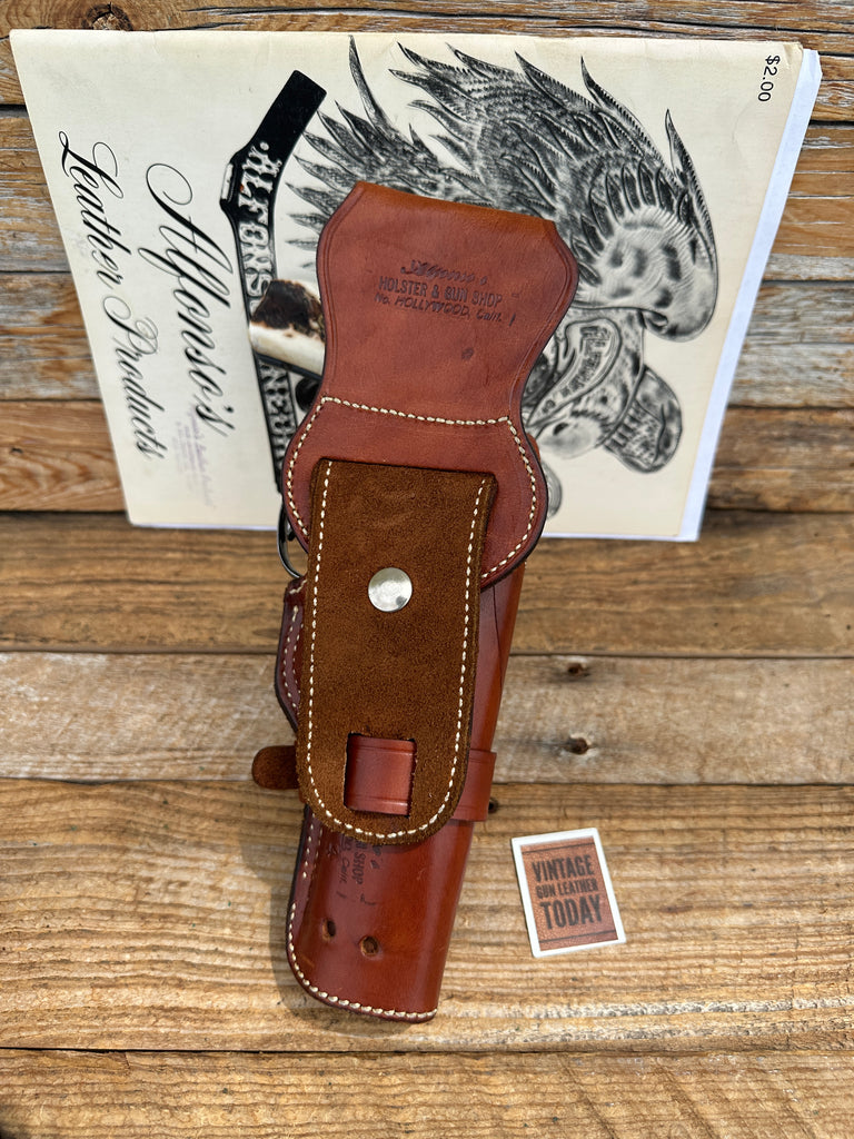 Alfonso's Brown Leather Suede Lined Western Holster for 4" K Frame Revolver Left