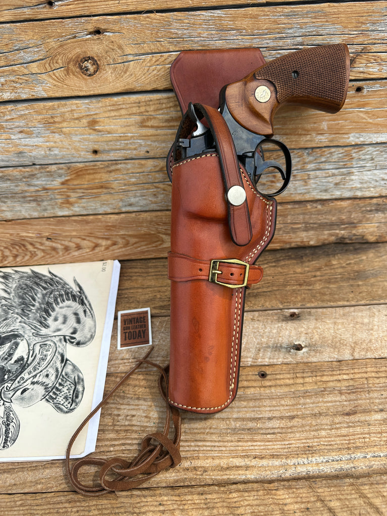 Alfonsos Brown Leather Suede Lined Western Holster for 6" Colt Python Revolver Left