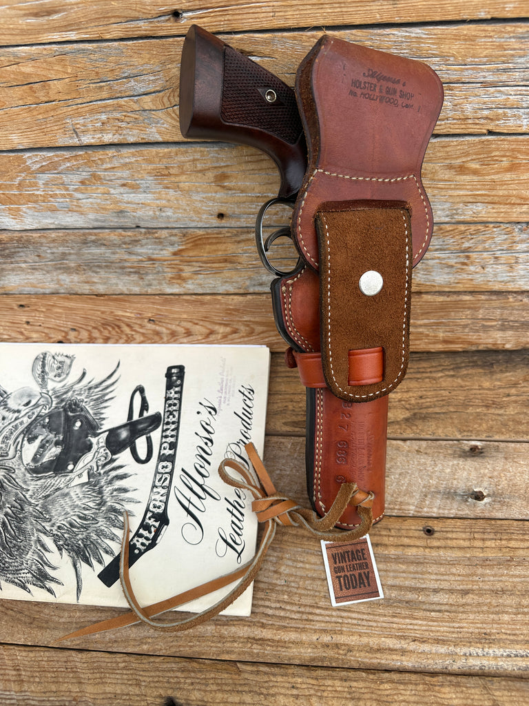 Alfonsos Brown Leather Suede Lined Western Holster for 6" Smith Wesson 686 L