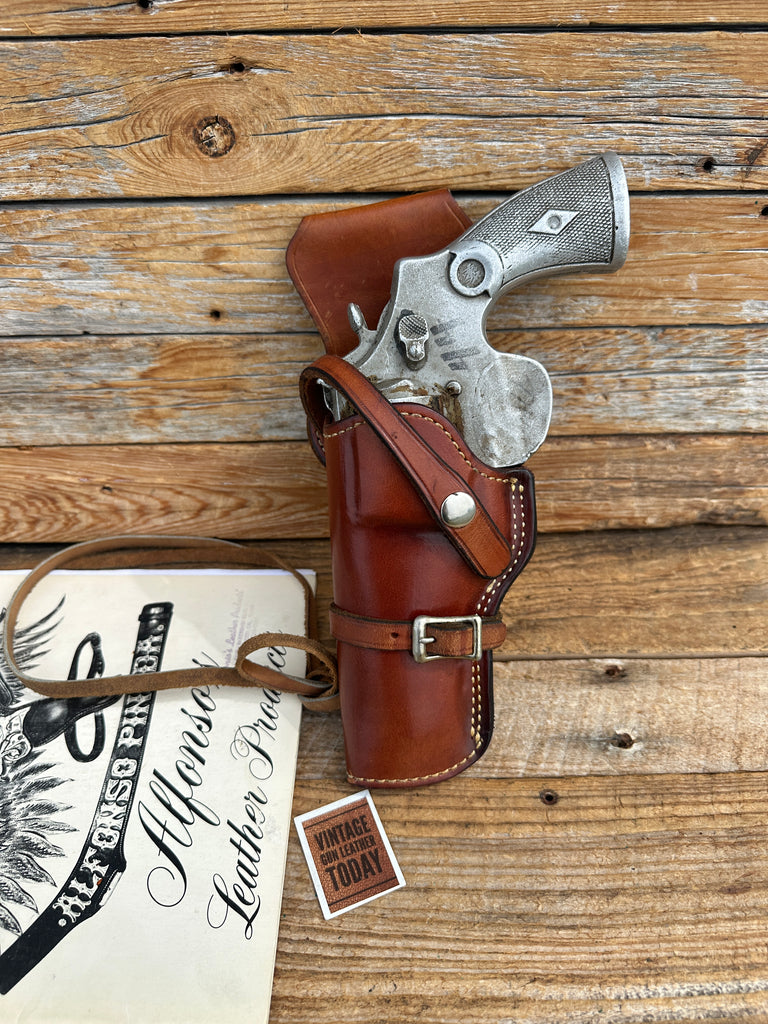 Alfonso's Brown Leather Lined Western Holster for 4 N Frame Large Revolver Left
