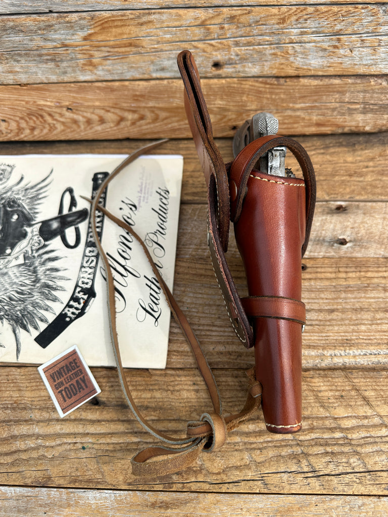 Alfonso's Brown Leather Lined Western Holster for 4 N Frame Large Revolver Left
