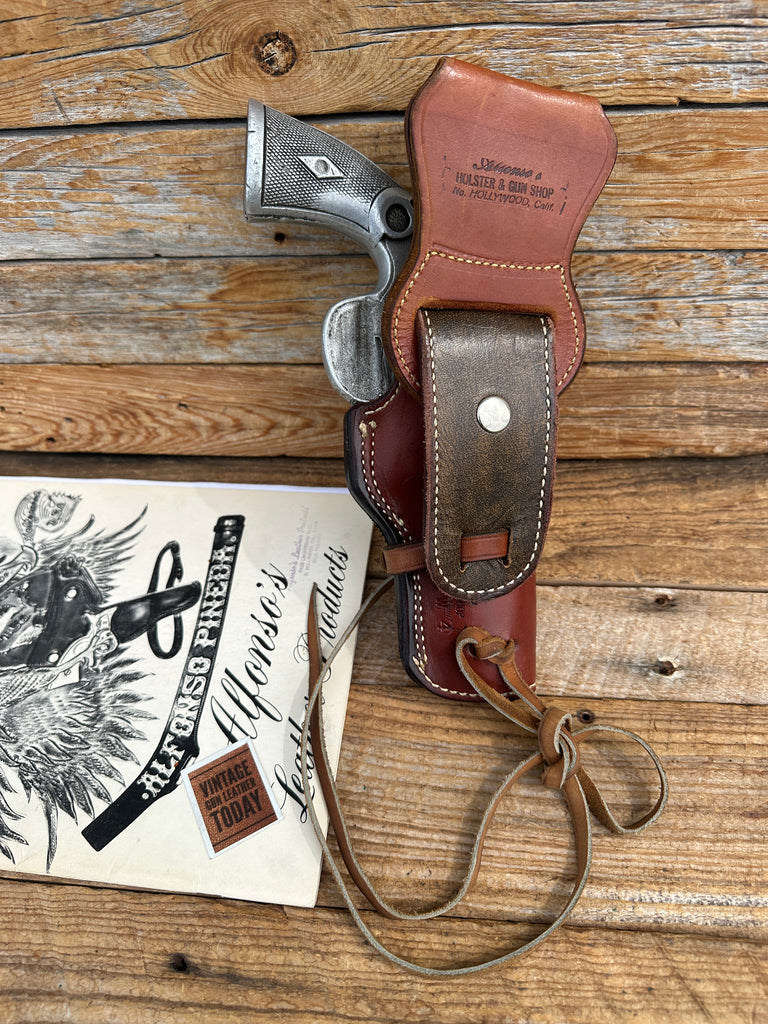 Alfonso's Brown Leather Lined Western Holster for 4 N Frame Large Revolver Left