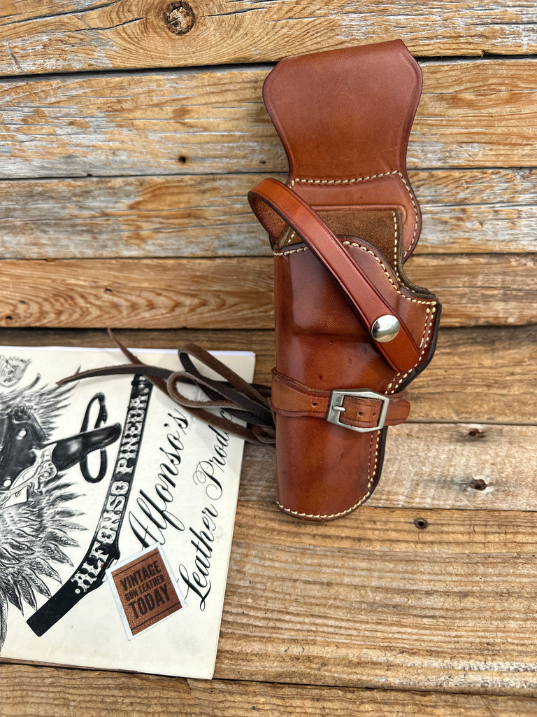 Alfonso's Brown Leather Suede Lined Western Holster for 4 N Frame Revolver Left