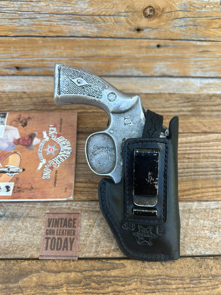 Vintage Tex Shoemaker Black Leather OWB Holster For S&W M&P 2" Model 10 Revolver
