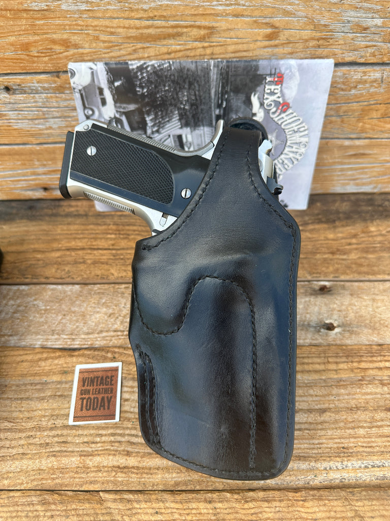 Tex Shoemaker Plain Black Leather Quick Front Duty Holster For S&W 645