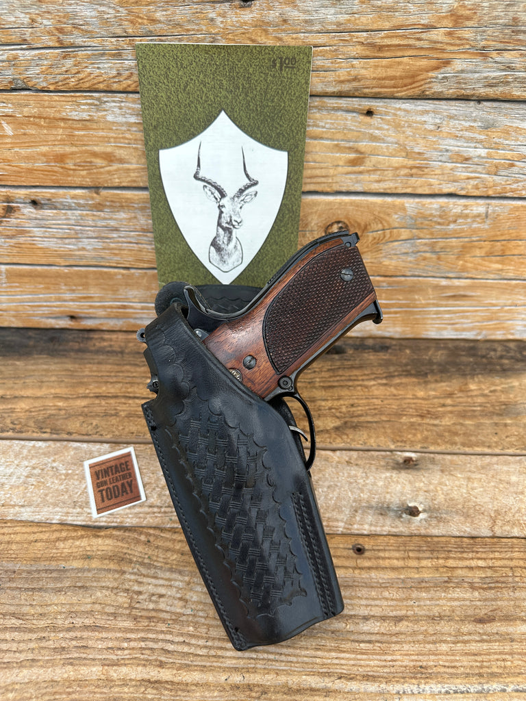 Vintage Safariland Black Basket Leather Duty Holster for S&W Mod 39 59 LEFT