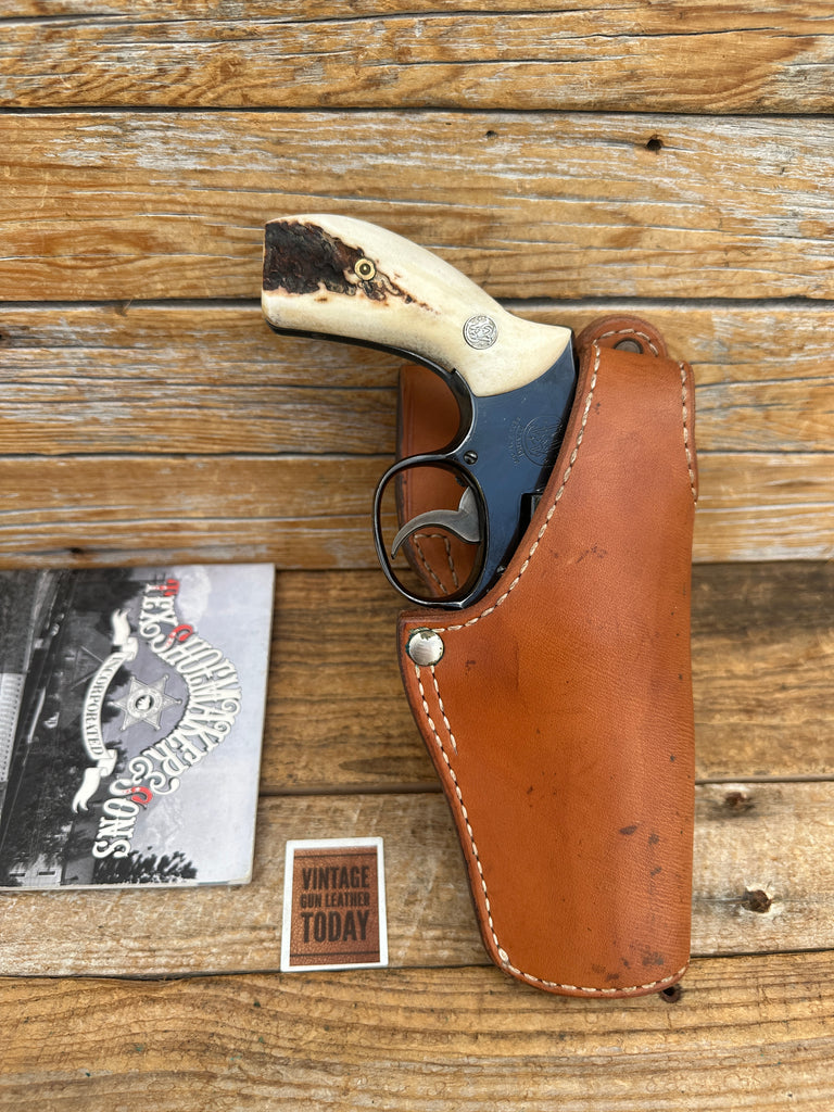 Vintage Tex Shoemaker Brown Leather 52K OWB Holster for S&W 4" K Revolver 19 #1