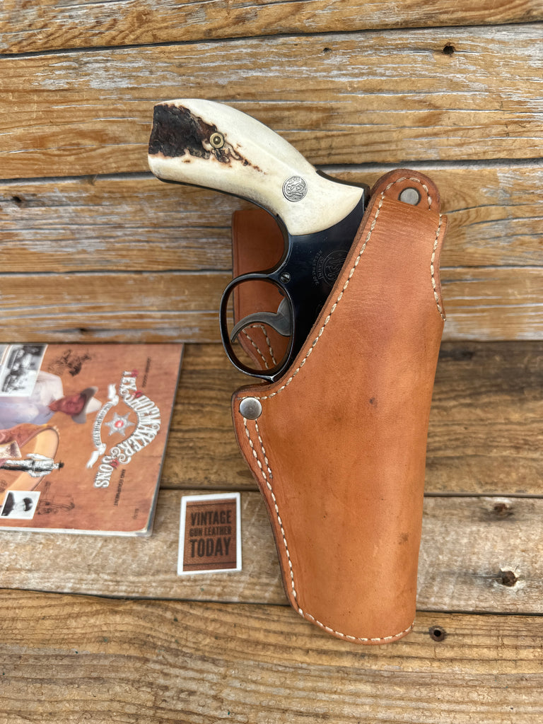 Vintage Tex Shoemaker Brown Leather 52K OWB Holster for S&W 4" K Revolver 19 #2