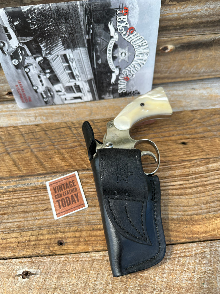Vintage Tex Shoemaker Plain Black Leather FBI Style Holster For Colt Detective 3