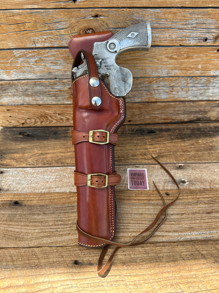 Alfonsos Brown Leather Lined Western Holster for 8 3/8 N Frame 29 Revolver Brass
