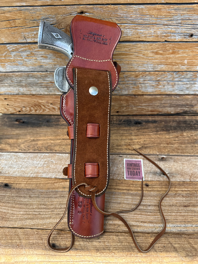Alfonsos Brown Leather Lined Western Holster for 8 3/8 N Frame 29 Revolver Brass