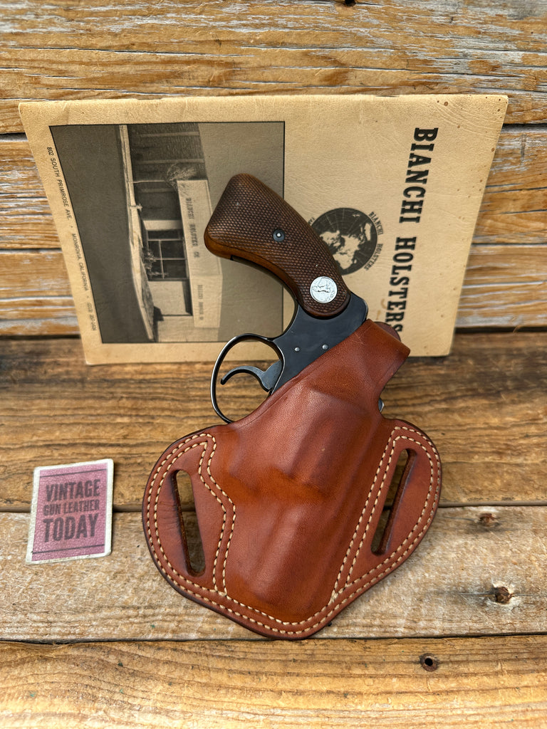 Vintage Bianchi #8 Brown Leather Shadow OWB Holster For Colt Detective Cobra