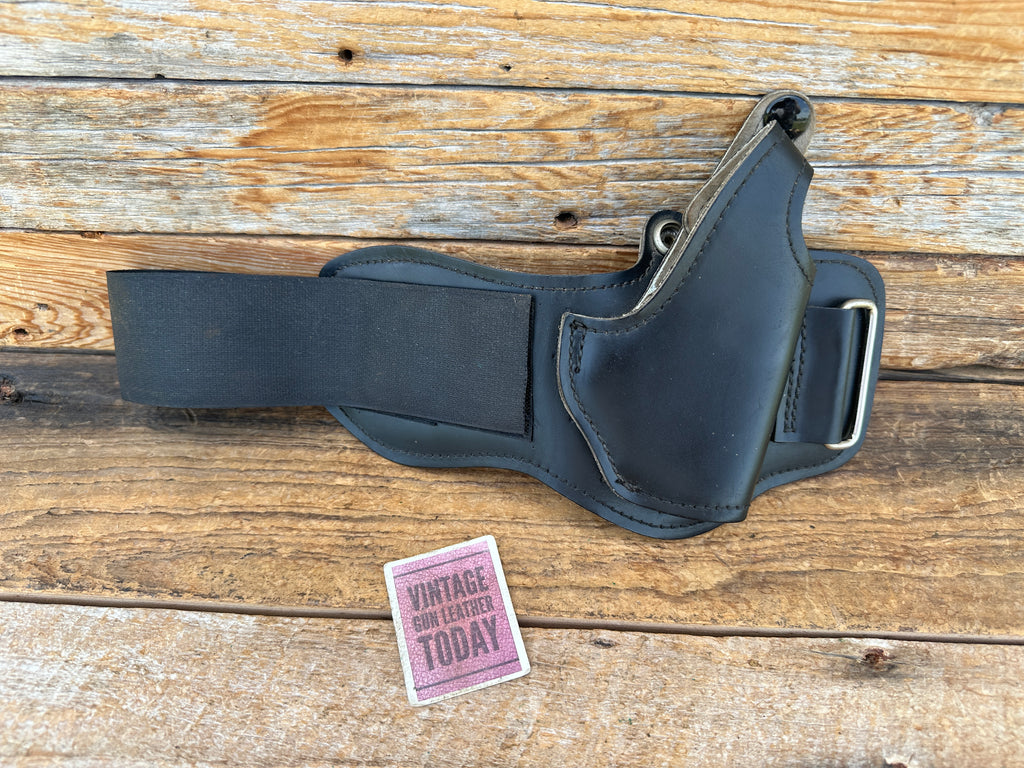 Vintage Smith Wesson Black Leather Ankle Holster For 2" J 30 31 32 34 36 37 60