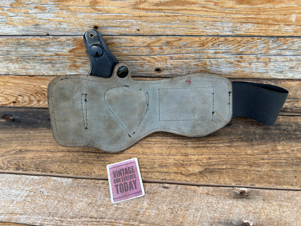 Vintage Smith Wesson Black Leather Ankle Holster For 2" J 30 31 32 34 36 37 60