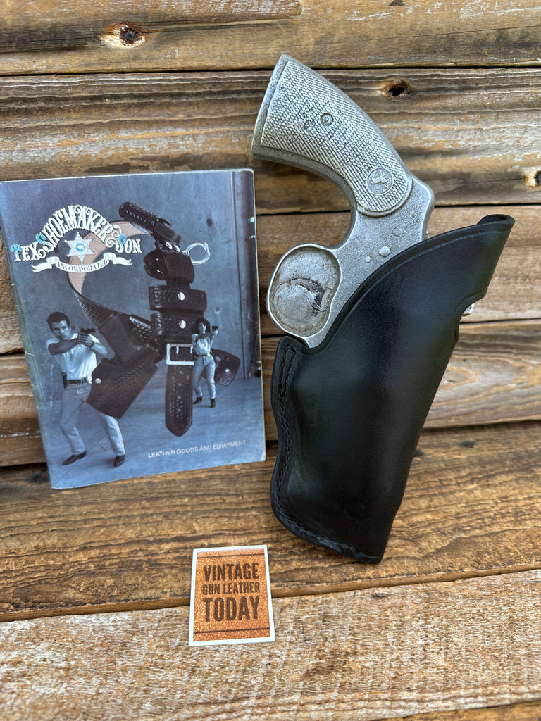 Vintage Tex Shoemaker Plain Black Leather FBI Style Holster For Colt Python 2.5"