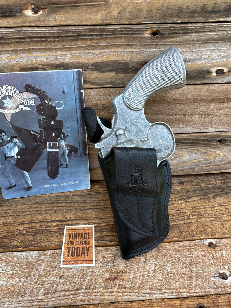 Vintage Tex Shoemaker Plain Black Leather FBI Style Holster For Colt Python 2.5"