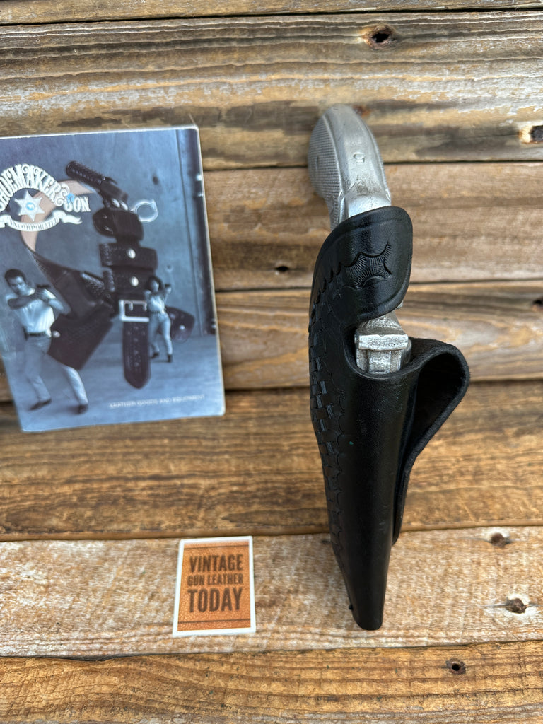 Vintage Tex Shoemaker Black Basket Leather FBI Style Holster For Colt Python 2.5