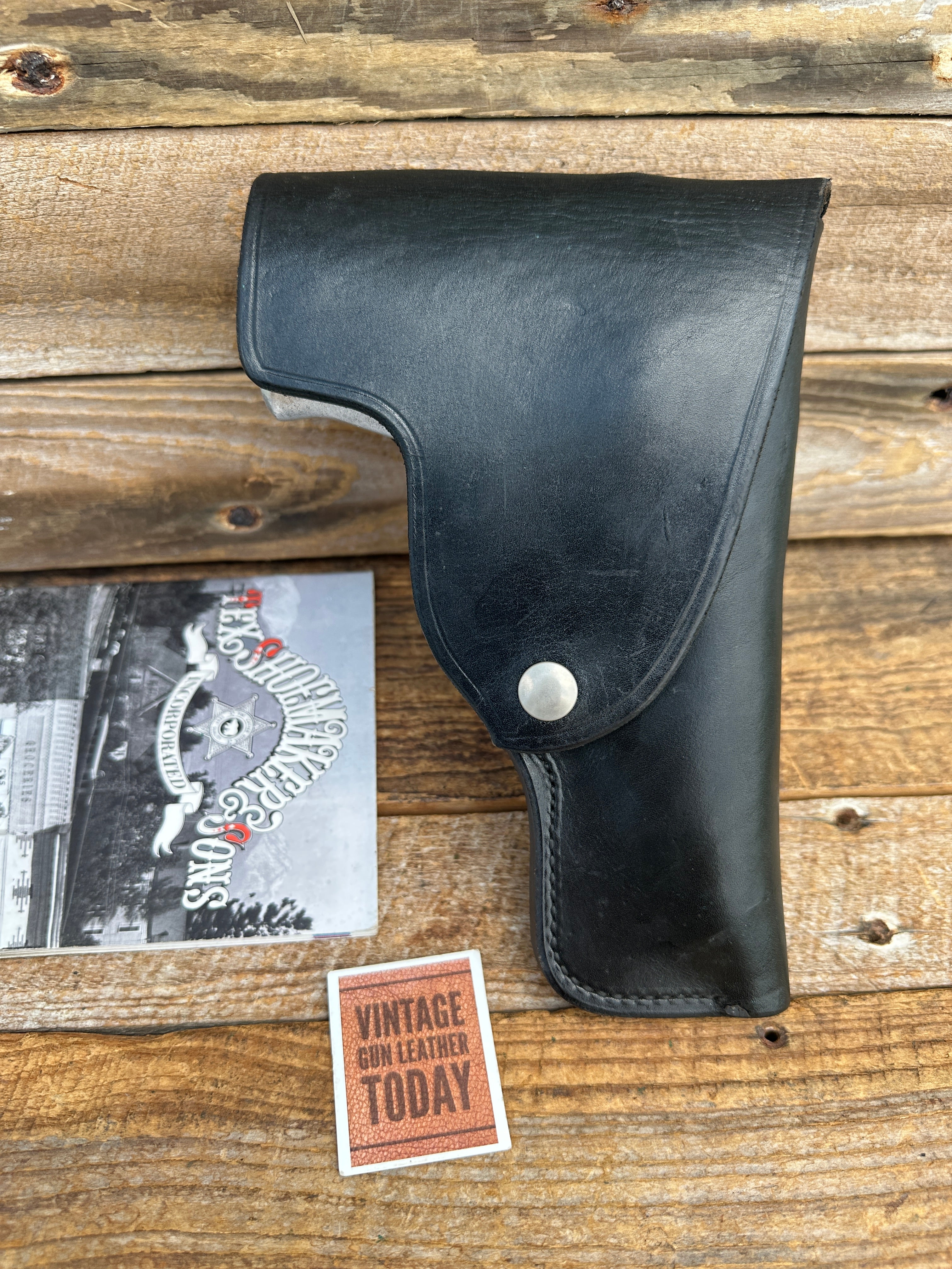 Vintage Tex Shoemaker Black Leather FTS Flap OWB Holster For S&W